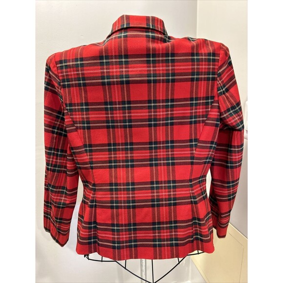 Finity Studio Red Plaid Jacket Blazer Zip Up Size 14 - Picture 2 of 4